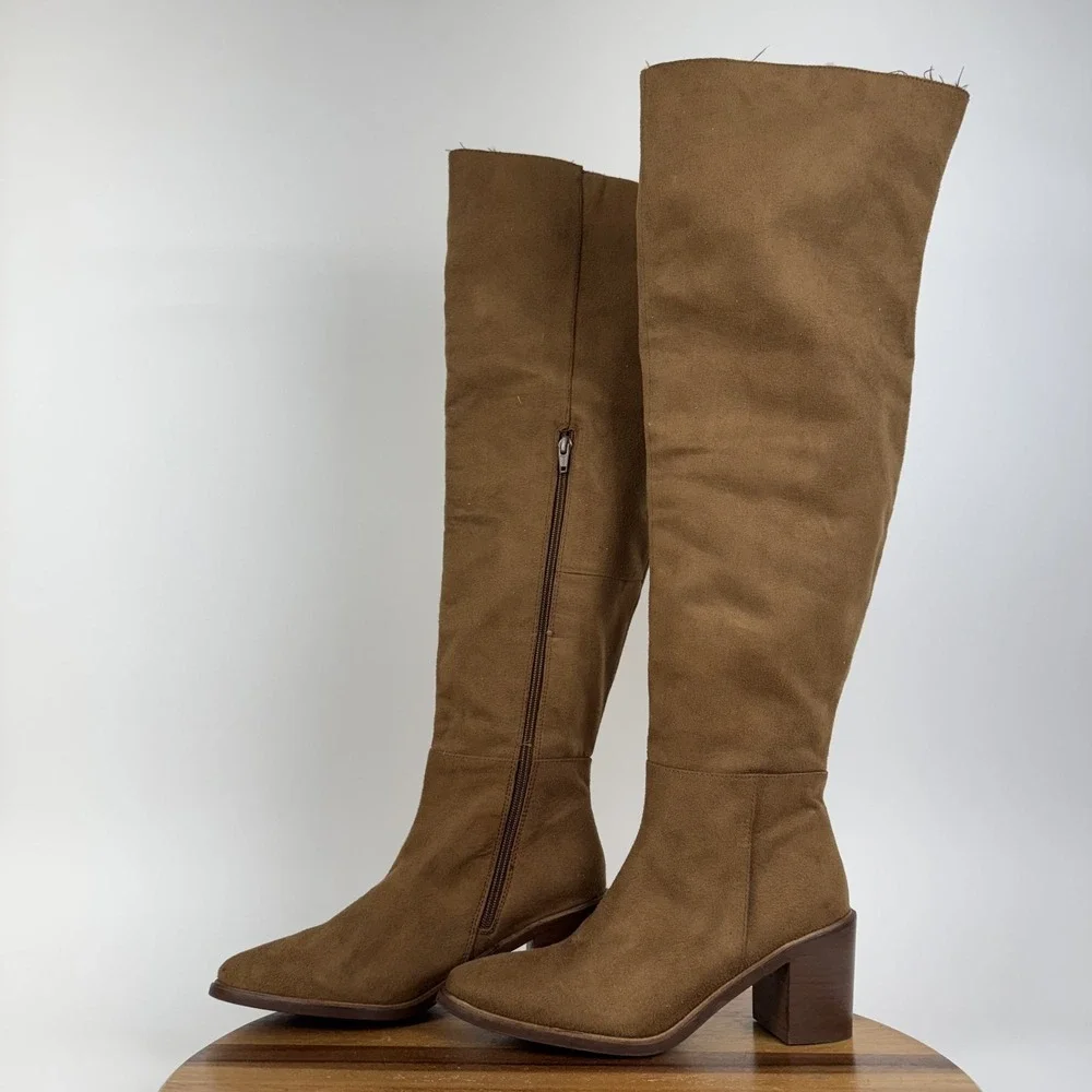 Womens Seychelles Paradise City Brown Faux Suede Over The Knee Boots Size 8 M